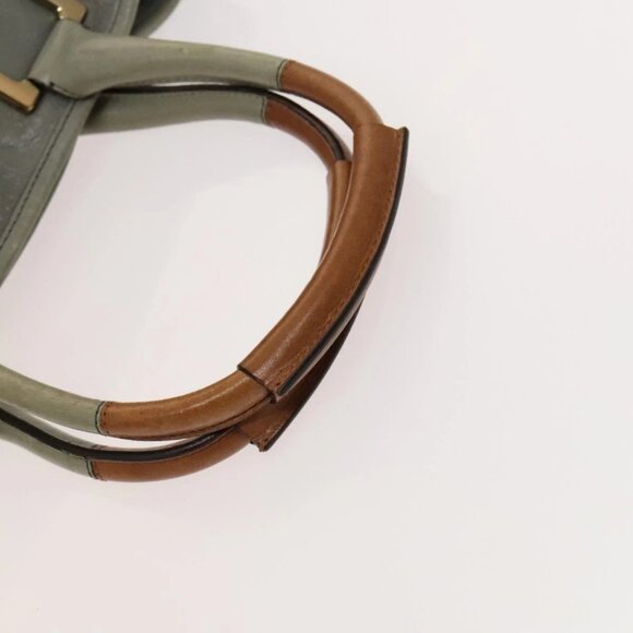 Chloe Etel Hand Bag Leather Gray Gold Auth ar13587 - Picture 8 of 16